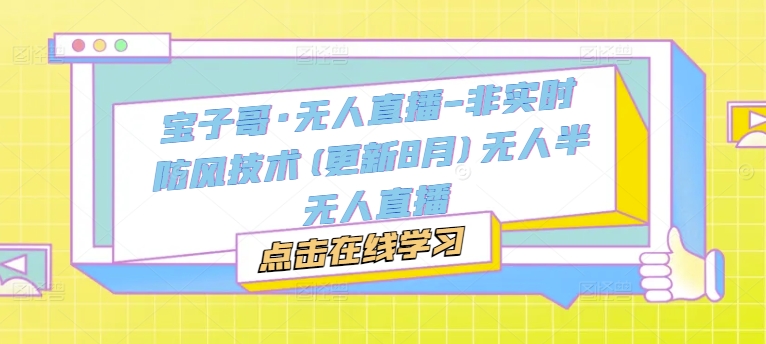 宝子哥·无人直播-非实时防风技术（更新4月）