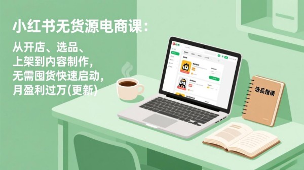 小红书无货源电商课：从开店、选品、上架到内容制作，无需囤货快速启动，月盈利过万