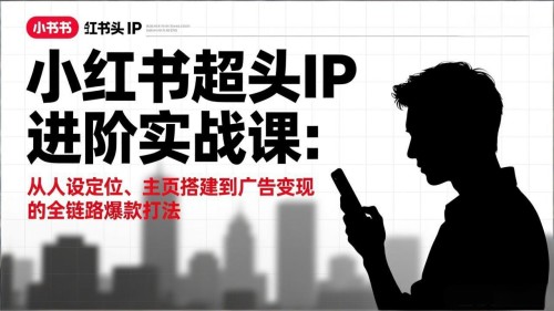 小红书超头IP进阶实战课：从人设定位、主页搭建到广告变现的全链路爆款打法