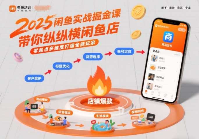 闲鱼实战掘金课，带你纵横闲鱼店，零起点多维度打造全能玩家