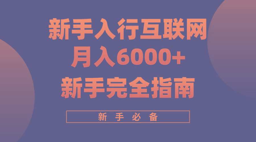 互联网新手月入6000+完全指南 十年创业老兵用心之作，帮助小白快速入门