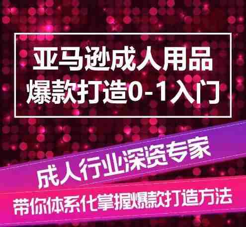 亚马逊成人用品爆款打造0-1入门，系统化讲解亚马逊成人用品爆款打造的流程，90天新品推广策略和步骤