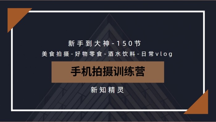 手机拍摄训练营：美食拍摄-好物零食-酒水饮料-日常vlog/新手到大神-150节