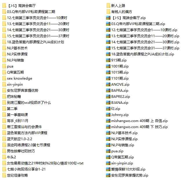 PUA泡妞教程 资料 视频 音频等 泡学培训合集31G
