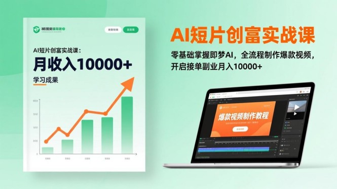 AI短片创富实战课:零基础掌握即梦AI,全流程制作爆款视频,开启接单副业月入10000+